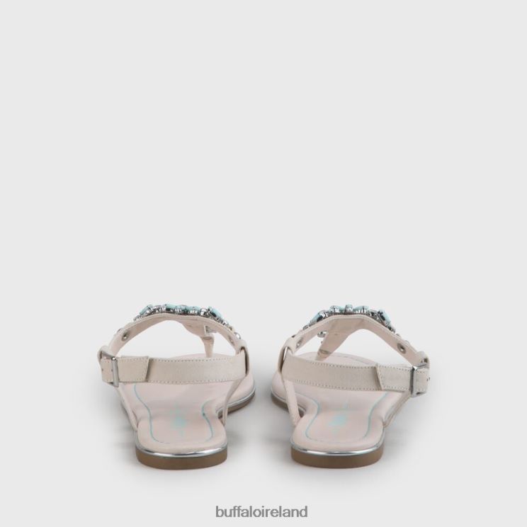 Beige/Light Green Buffalo Rosalie vegan flat sandals suede look |Sandals F06ZHH341 - Image 4
