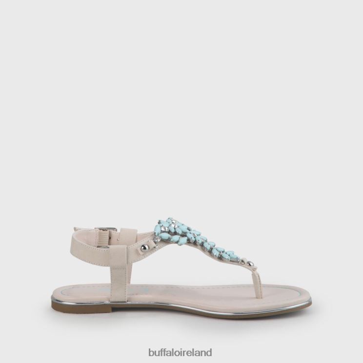 Beige/Light Green Buffalo Rosalie vegan flat sandals suede look |Sandals F06ZHH341 - Image 6