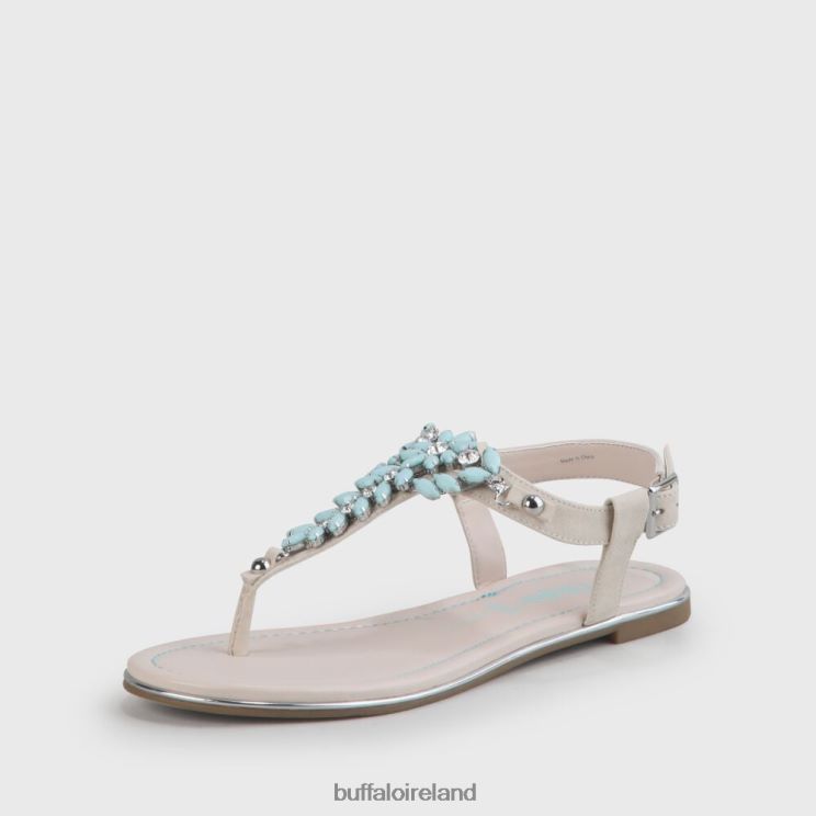 Beige/Light Green Buffalo Rosalie vegan flat sandals suede look |Sandals F06ZHH341 - Image 7