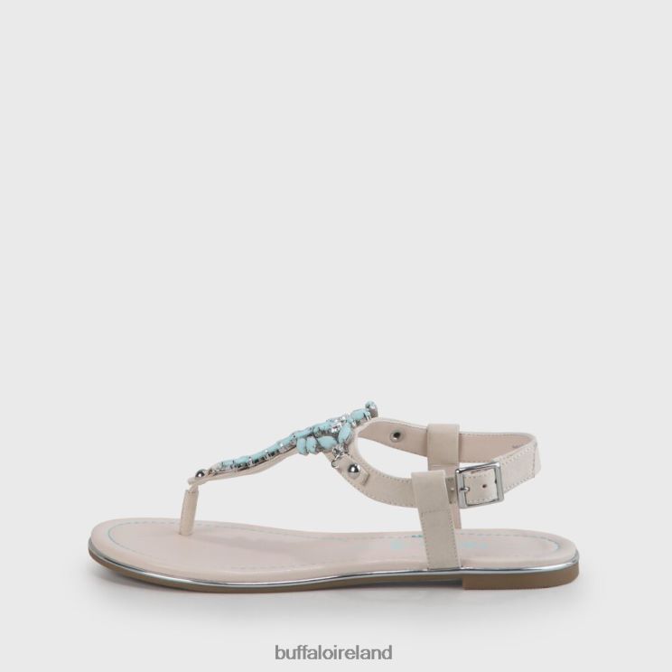 beige_light_green_buffalo_rosalie_vegan_flat_sandals_suede_look_sandals_f06zhh341.jpg Beige/Light Green Buffalo Rosalie vegan flat sandals suede look |Sandals F06ZHH341 - Image 1
