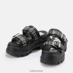 Black Buffalo Aspha Loop platform sandals vegan |Slides F06ZHH886 - Image 4