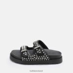 Black Buffalo Eve Stud platform sandals vegan |Slides F06ZHH673