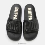 Black Buffalo Lake Quilt platform sandals vegan |Slides F06ZHH796 - Image 3