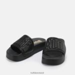 Black Buffalo Lake Quilt platform sandals vegan |Slides F06ZHH796 - Image 4