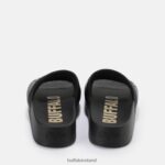 Black Buffalo Lake Quilt platform sandals vegan |Slides F06ZHH796 - Image 5