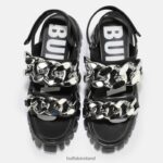 Black Buffalo Lion Chain platform sandal vegan |Sandals F06ZHH902 - Image 3