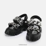 Black Buffalo Lion Chain platform sandal vegan |Sandals F06ZHH902 - Image 4