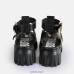 Black Buffalo Lion Teeth Platform Sandals vegan |Sandals F06ZHH159 - Image 5