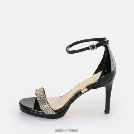 Black/Gold Buffalo Monroe 2 heeled sandal vegan |Sandals F06ZHH222