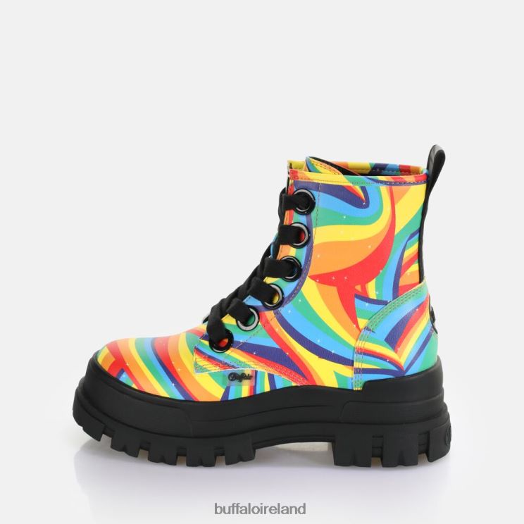 Black Rainbow Buffalo Aspha Lace Up Hi Ankle-Boot vegan |Boots F06ZHH370 - Image 2