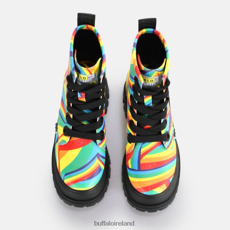 Black Rainbow Buffalo Aspha Lace Up Hi Ankle-Boot vegan |Boots F06ZHH370 - Image 3