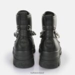 Black/Silver Buffalo Aspha Chain Ankle Boot vegan |Boots F06ZHH473 - Image 3