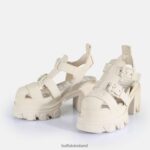 Cream Buffalo Riot TRAWL Heeled Sandals vegan |Sandals F06ZHH83 - Image 4
