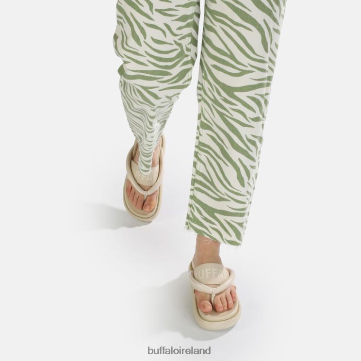 Cream Color Buffalo Rey flip platform sandals vegan |Slides F06ZHH723 - Image 2
