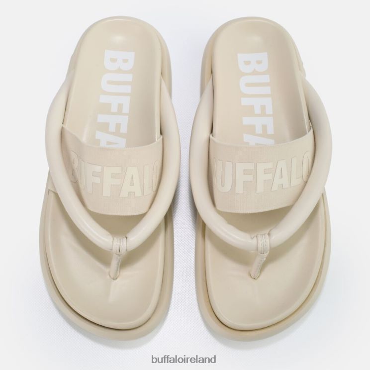 Cream Color Buffalo Rey flip platform sandals vegan |Slides F06ZHH723 - Image 3