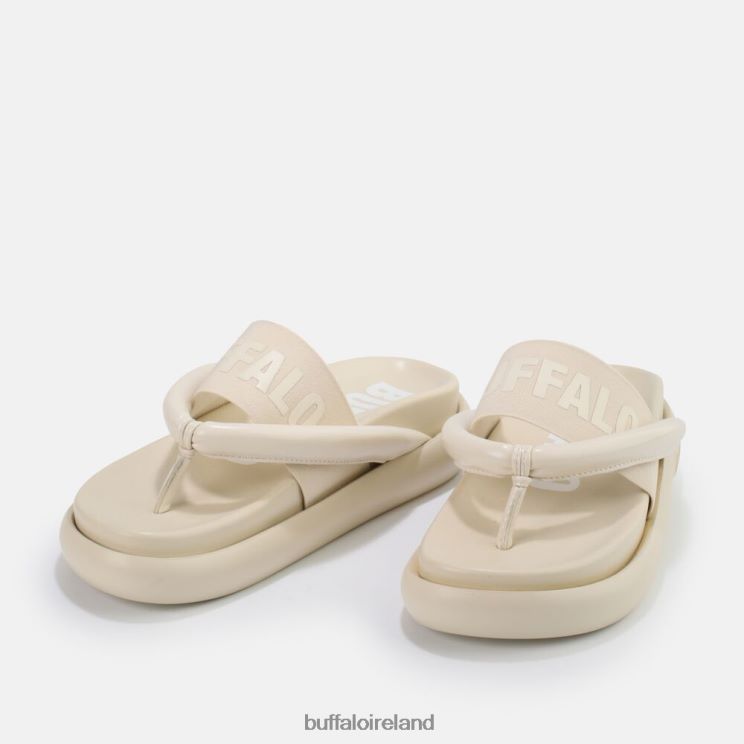 Cream Color Buffalo Rey flip platform sandals vegan |Slides F06ZHH723 - Image 4