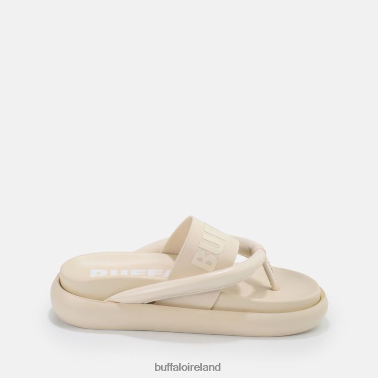 Cream Color Buffalo Rey flip platform sandals vegan |Slides F06ZHH723 - Image 7