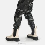Cream In Crocodile Look Buffalo Simona Bootie Flat vegan |Boots F06ZHH458 - Image 2