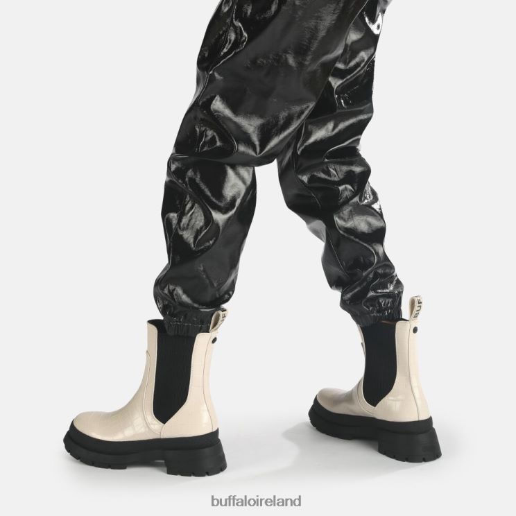 Cream In Crocodile Look Buffalo Simona Bootie Flat vegan |Boots F06ZHH458 - Image 2