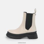 Cream In Crocodile Look Buffalo Simona Bootie Flat vegan |Boots F06ZHH458