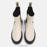 Cream In Crocodile Look Buffalo Simona Bootie Flat vegan |Boots F06ZHH458 - Image 3