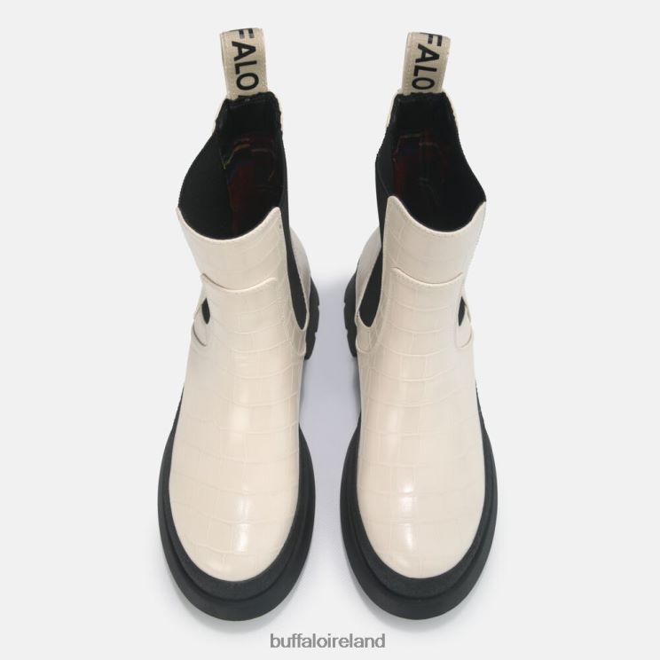 Cream In Crocodile Look Buffalo Simona Bootie Flat vegan |Boots F06ZHH458 - Image 3