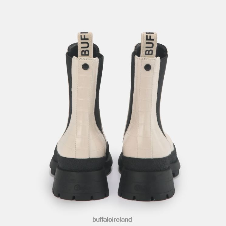Cream In Crocodile Look Buffalo Simona Bootie Flat vegan |Boots F06ZHH458 - Image 5