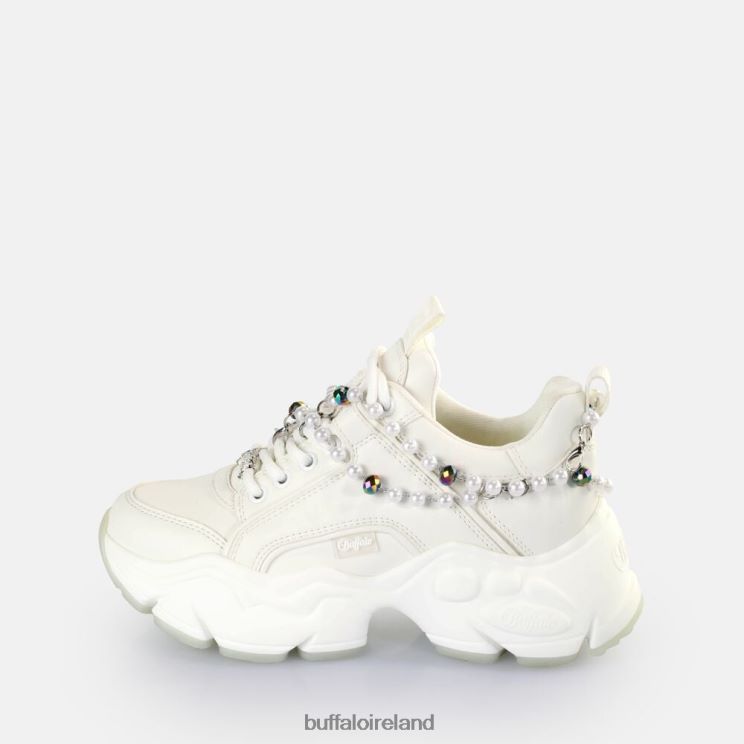 pearl_white_buffalo_binary_charm_sneakers_low_vegan_sneakers_f06zhh817.jpg Pearl White Buffalo Binary Charm Sneakers Low vegan |Sneakers F06ZHH817 - Image 1